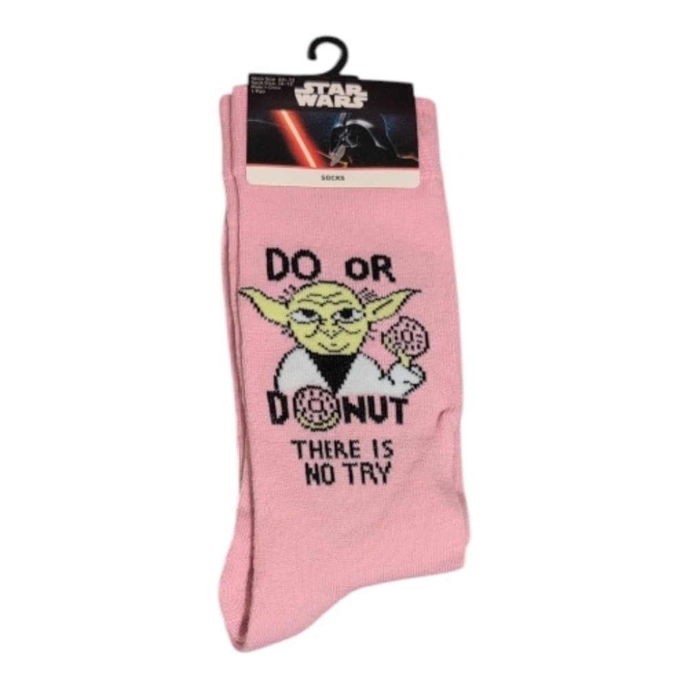 Disney Star Wars Pink "Do Or Donut" Yoda Socks